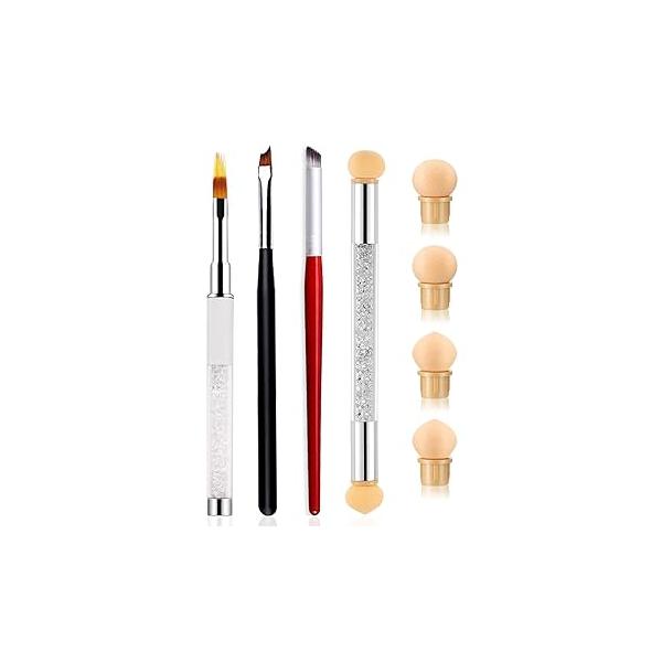 DANNEASY 4pcs Ombre Nail Brush Sponges Pen Design Brushes Polish French Tip for Art Manicure Tools with Sponge Head
