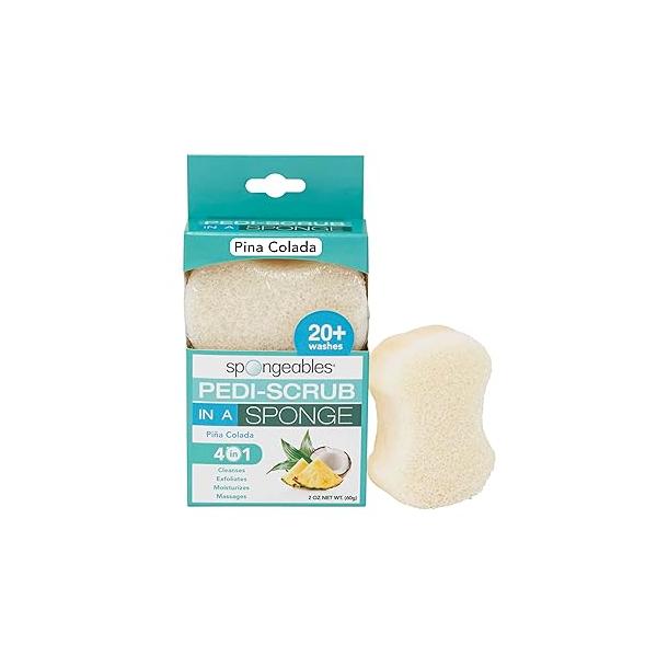 Spongables Pedi Scrub Foot Exfoliating 20+ Wash Sponge, Pina Colada, 1 Count