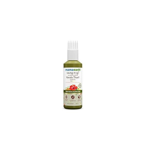 MAMAEARTH Kerala Thaali Hair Oil for Thick & Long | with Hibiscus, Shikakai, Amla, Flaxseed Deeply Nourishes Adds Shine Growth 12 Potent Herbs 5.07 Fl Oz/150 ml