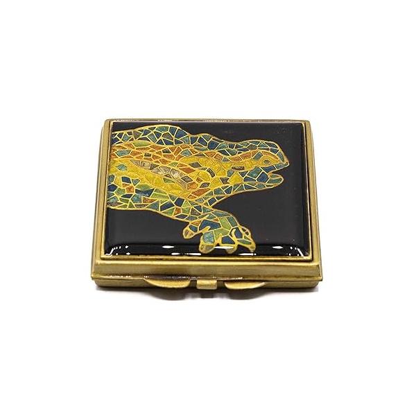 Man & Dog Mosaic Folding Compact Pocket Makeup Mirror With Swarovski Rhinestone Crystals Double Sided (5x magnification + 1x magnification)