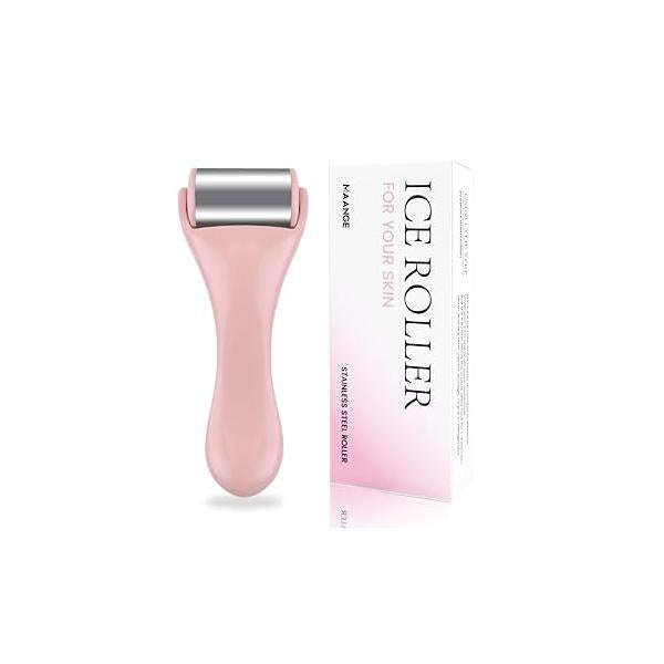 Ice Roller for Face and Eye 2 Pcs,Face Skin Care Puffiness,Migraine,Pain Relief,Eye For Puffy Eyes Dark Circles,Stainless Steel Facial (Pink)