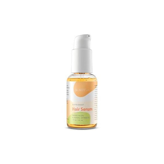 Biotin Hair Boost Serum Amino acids with vitamin E & herbal extracts to help support hair's natural shine thickness while helping target fine, dry, dull hair, 1 oz.