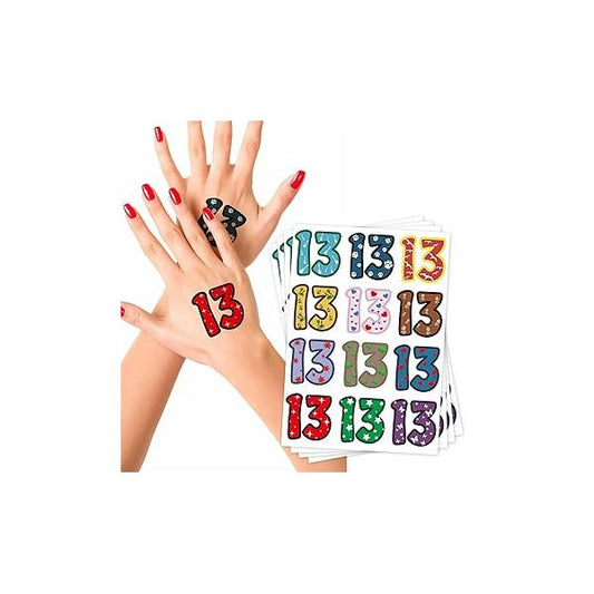 48 Pcs Number Patterned 13 Temporary Tattoos for Women and Men - Large Fake Tattoo Stickers Hand, Neck, Body