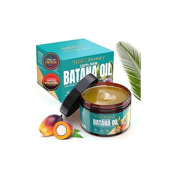 Dr. Sebi Approved Batana Oil For Hair Growth, Vitamino Organic from Honduras Unrefined Promotes thickness, Wild Growth Oil, 100% Pure Raw Prevent Loss