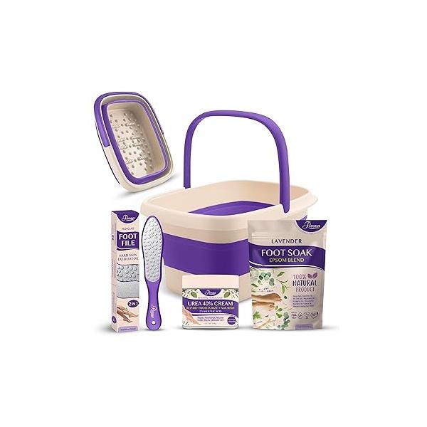 Fivona Collapsible Foot Soak Basin - Pedicure Bath Soaking Tub for Tired Feet, Cracked Heels, Callus Removal & Care