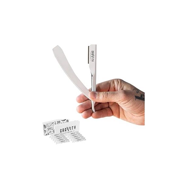 Professional Straight Razor - Ultra Exposed Kit with 10 Gravity Premium Blades, 2mm ("The OG")