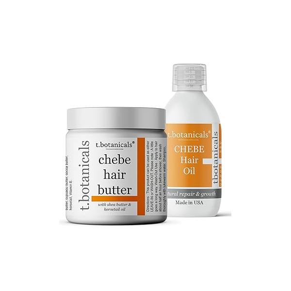 Oil and Butter Hair Growth Set from Chad Africa - 4 oz Organic Chebe Oil, 8 with Horsetail (Lavender)