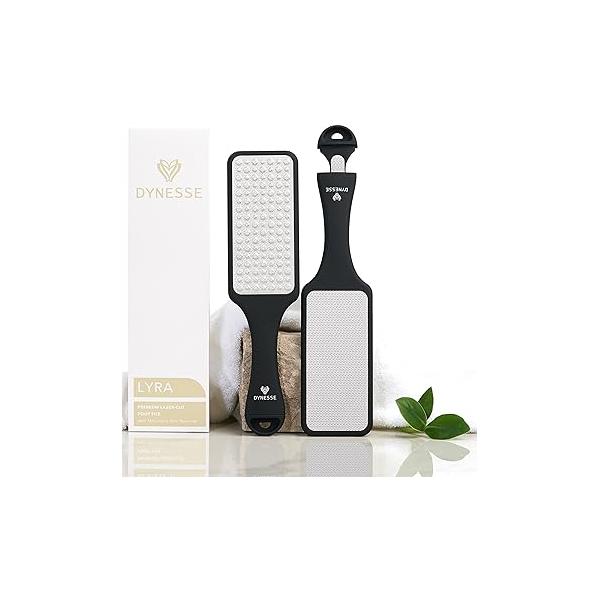 DYNESSE Foot File. Best Premium Pedicure Rasp and Callus Remover. 3-in-1 Tool. Removes Hard Skin. No Risk of Injury. Stainless Steel. Ergonomic Handle. Washable. Works on Both Wet Dry Feet.