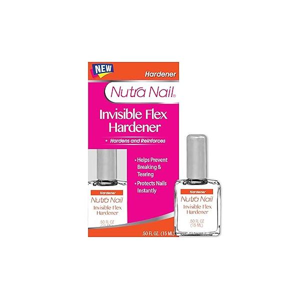 Nutra Nail Invisible Flex Hardener - Instant Protective & Restorative Clear Gel Top Coat Shield for Brittle, Damaged Nails - 0.5 Fl Oz