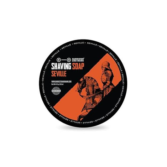Barrister and Mann Shaving Soap | Luxury Dense, Rich & Creamy Lather Tallow Wet Shave Puck Bar Notes of Lemon, Bergamot, Rosemary, Lavender, Patchouli Smooth Grooming Routine for Men 4 Oz (Seville)