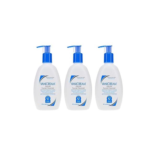 Vanicream Gentle Facial Cleanser for Sensitive Skin, 8 Oz (Pack of 3), Unscented, 24 Fl