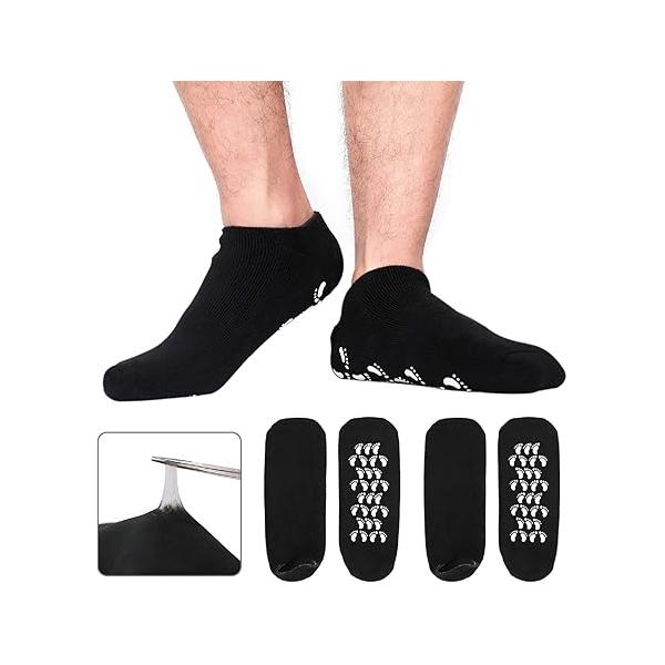 Codream Large Men's Moisturizing Gel Socks Feet Care Ultimate Treatment for Dry Cracked Rough Skin on Pack of 2 Pairs Black US Men 10-15
