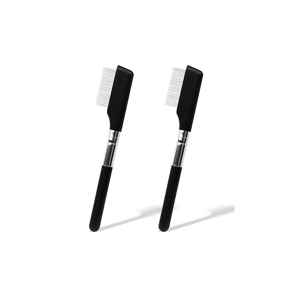 2 Pcs Eyelash Separator Brush - Compact & Eyebrow Grooming Tool with Metal Teeth, Small Comb