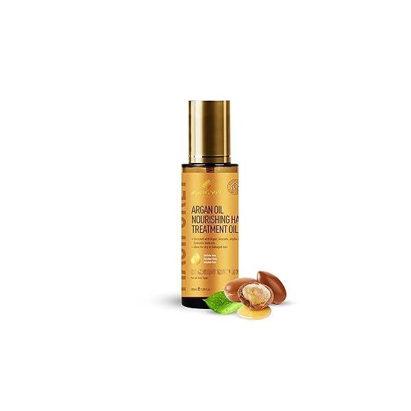 Hair Serum, Oil with Argan, Avocado, Jojoba and Camellia Seed oils for Dry Damaged Hair, Frizz Control, Shine, Nourishment, Heat & UV Protection