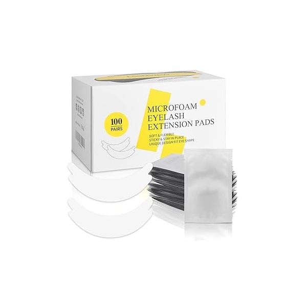 LASHVIEW 50 Pairs Eye Pads,Under Pads for Eyelash Extension,Microfoam Pads,Natural NO Hydrogel,Lash Extension Lint Free,Fit Most Shape, Stick Well,Hypoallergenic,Waterproof