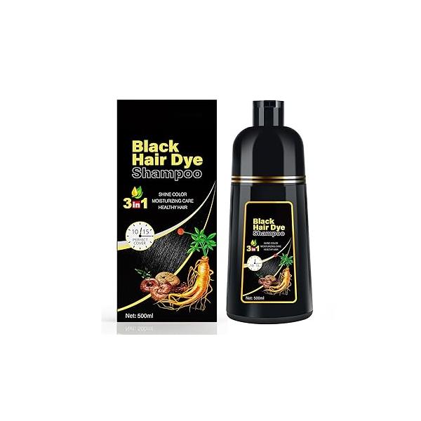 Dark Brown Hair Dye Shampoo 3 in 1 for Gray Coverage Women/Men, Color Instant Herbal Ingredients Semi Permanent