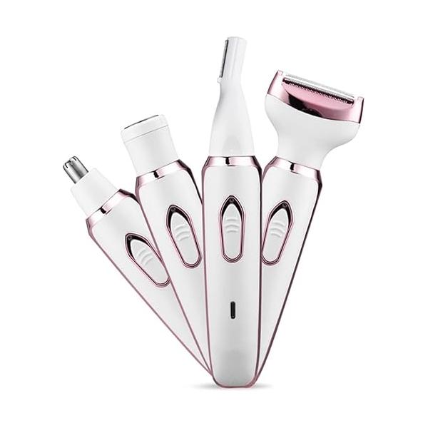 Electric Razors for Women, Bikini Trimmer Women 5 in 1 Body Shaver Nose Hair Face Eyebrow Arms Legs Armpit Underarm Pubic Area, Replaceable Lady Facial Razor Painless USB Charge Female Gift