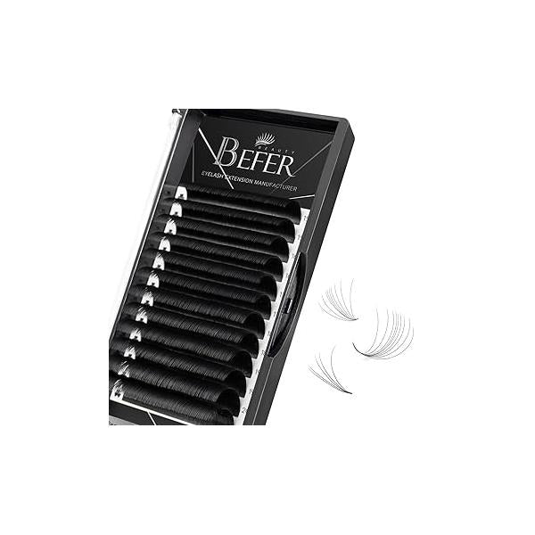 Volume Lash Extensions 0.07D, Mix-8-16mm Eyelash Extension Matte Black, Easy Fan Lashes Fluffy Black Soft, D Curl Self Fanning Professional