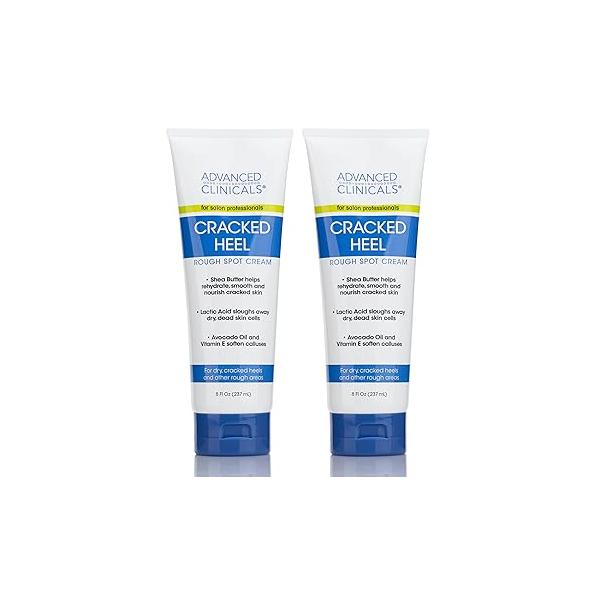 Advanced Clinicals Cracked Heel Foot Cream Skin Care Moisturizer Lotion For Feet W/Shea Butter | Helps Heal Skin, Rough Spots, Calluses, & Dry Hand Lotion| Large 8 Fl Oz