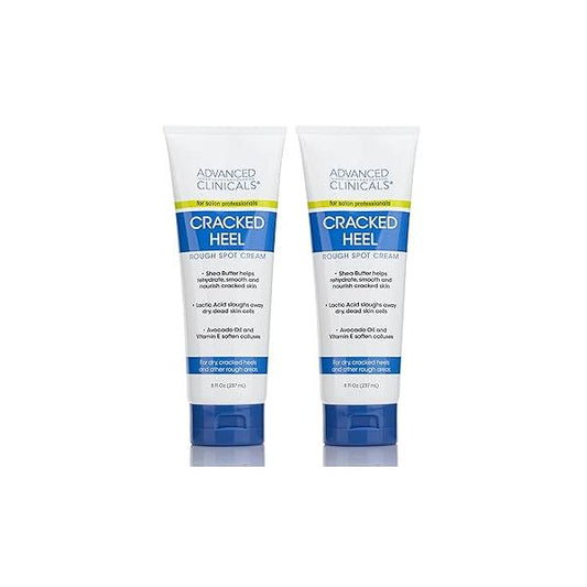 Advanced Clinicals Cracked Heel Foot Cream Skin Care Moisturizer Lotion For Feet W/Shea Butter | Helps Heal Skin, Rough Spots, Calluses, & Dry Hand Lotion| Large 8 Fl Oz