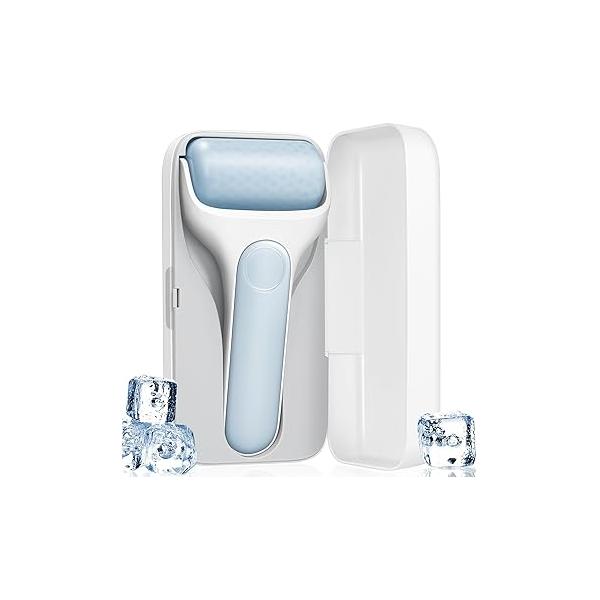 MORGLES Ice Roller for Face, Premium Facial Puffiness, Dark Circles and Lymphatic Drainage, Cold Face Women Self Care with Carry Case