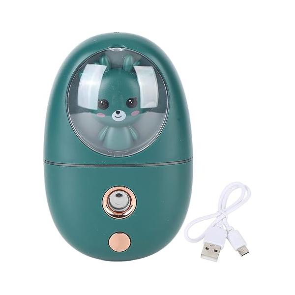 Facial Mist Sprayer, Cute Animal Mini Face Steamer Portable Sprayer for Travelling 35ml 500mah (Green)