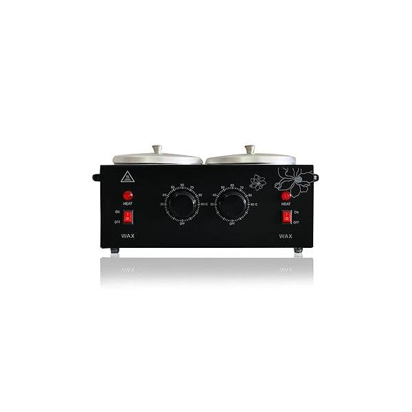 Black Double Pots Wax Warmer Professional Melted Beads for Hair Removal,Fast Electric Heater with Adjustable Temperature Set Women (Black-Double Pots)