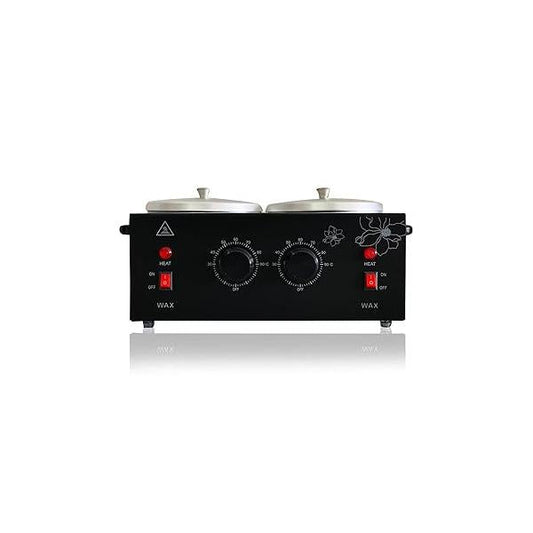 Black Double Pots Wax Warmer Professional Melted Beads for Hair Removal,Fast Electric Heater with Adjustable Temperature Set Women (Black-Double Pots)