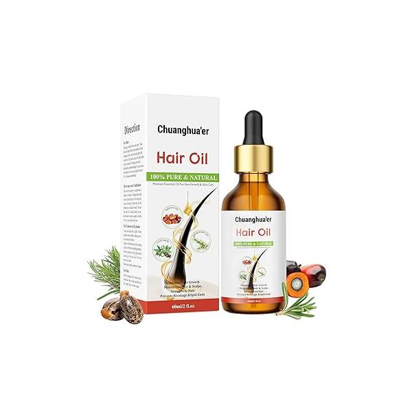 Chuanghua'er Rosemary Hair Oil For Growth with Castor Oil, Batana Peppermint Oil， to Promote - Enhances Thickness and Prevents Loss in Men Women