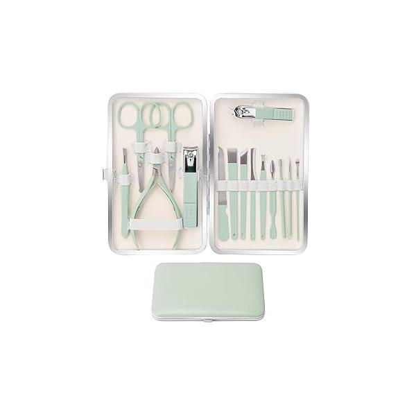 Nail Clipper Set Men Women Professional Stainless Steel Manicure Pedicure 16 Pcs Toe Finger Clippers Kit with Portable Travel Case Personal Care Grooming for Husband Family
