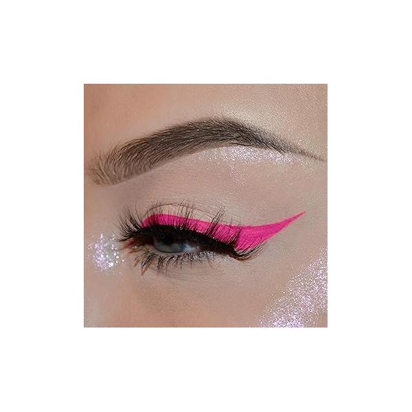 UV Neon Liquid Eyeliner, Matte Colored Eyeliner Pen, Waterproof Smudge-proof Pigmented Eye Liner, Glow Brightly Under Lights, Colorful Makeup For Rave Party Music Festival, Yellow