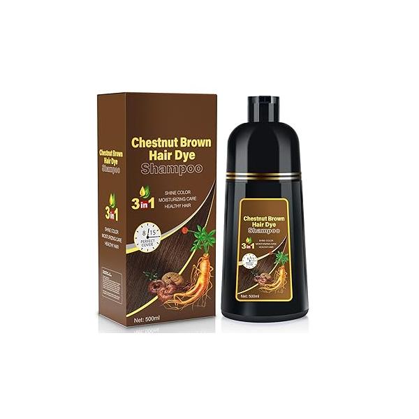 Natural Black Hair Dye Shampoo Instant & Easy 3-in-1 Color Solution for Men and Women - Herbal Formula, Ammonia-free, Lasts 30 Days 16.90 oz