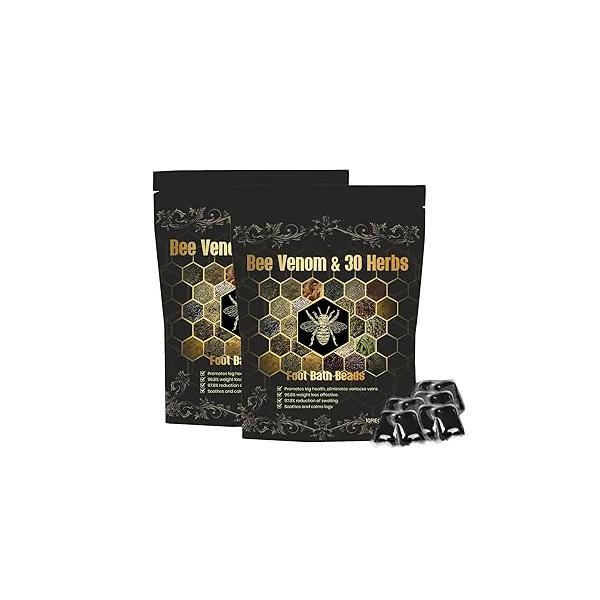 Bee Venom & 30 Herbs Firming Foot Bath Beads, Cleansing Soak Beads (2pcs)