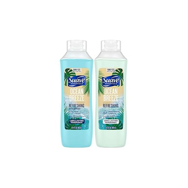 Suave Shampoo & Conditioner Set, Ocean Breeze - Everyday Refreshing Formulas with Sea Algae Extract Vitamin E, 22.5 Oz Ea (2 Piece Set)