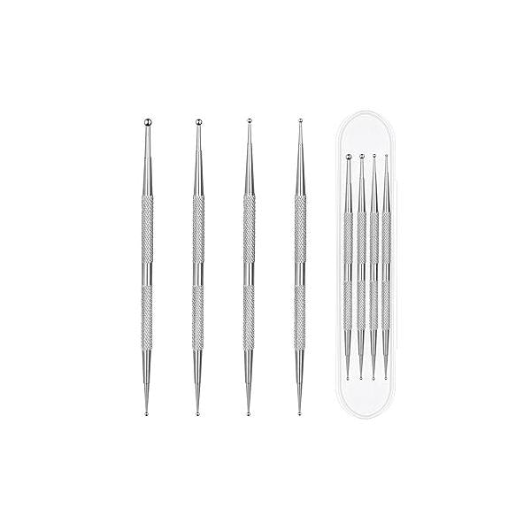 Dotting Tools,4 Pcs Professional Ball End Nail Art Tools Brushes Design Stailess Steel Pen Tool Kit Rhinestone Picker Pottery Polymer Clay