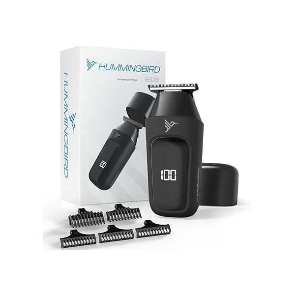 HUMMINGBIRD™ MK1 Compact Trimmer - Portable Electric Beard & Body Hair for Men, Cordless USB-C Rechargeable, Face Groomer, Travel Shaver, Pouch, Great Gifts Dad, Husband