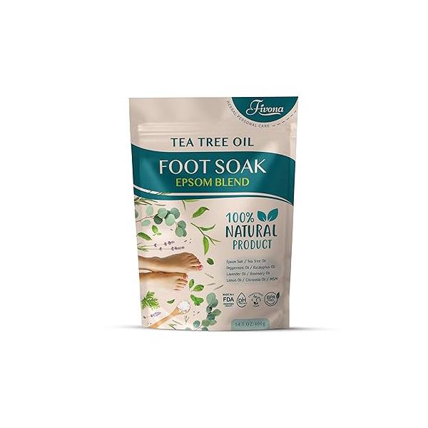 Fivona Foot Care Kit 3 in 1 - Soak Blend with Epsom Salt, Tea Tree and Essential Oils Collapsible Basin Dual Action File