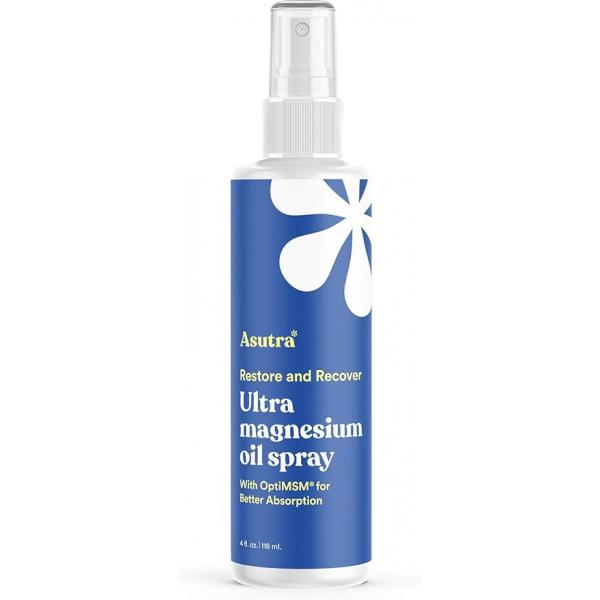 ASUTRA Magnesium Oil Spray, 4 fl oz - Topical Magnesium, Rapid Absorption, Pure, Odorless and Non-Greasy, Derived from Zechstein Seabed
