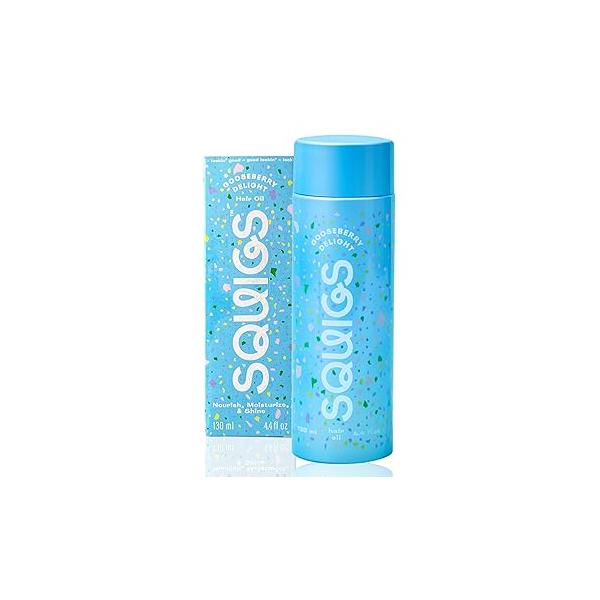Squigs Gooseberry Delight Hair Oil for Growth, Dry & Damaged - Amla, Castor Coconut Blend Frizz Control, Hydration Scalp Treatment Pre-Wash Styling 130ml
