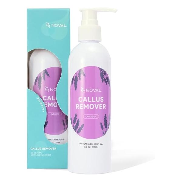 NOVAL Callus Remover Gel for Feet - 8.8 oz Extra-Thick Lavender Formula in Mess-Free Pump Bottle, Deep-Penetrating Softener Stubborn Calluses & Cracked Heels, Spa-Quality Home Pedicure