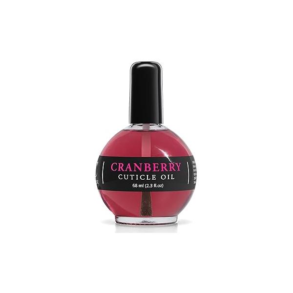 Moisturizing Cuticle & Nail Care Oil 2.3 Fl Oz - Cranberry Scented - Infused with Jojoba Oil, Aloe, Vitamin E Hydration, Repair, Moisturizer, Strengthener, Growth