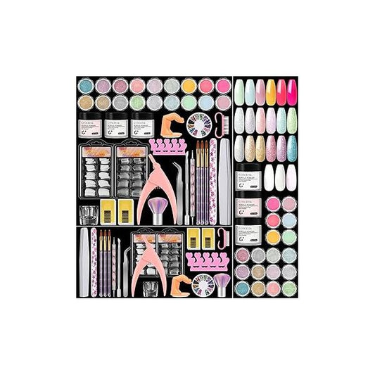 Acrylic Nail Kit for Beginners with Everything Nails Set Drill and U V Light Professional Glitter Powder Decorations Rhinstones DIY Gifts Women