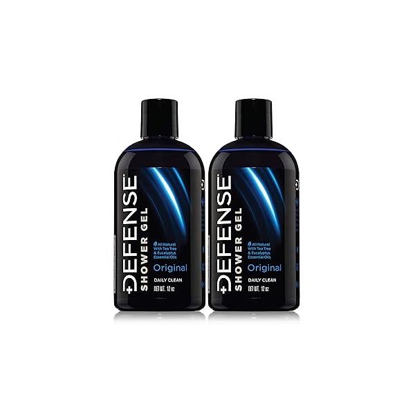 Defense Soap Organic Tea Tree Body Wash | All Natural Shower Gel with Oil, Eucalyptus and Aloe Vera. Wrestling Inspired, For Mens & Womens Skin Types. 12 oz (Pack of 2)