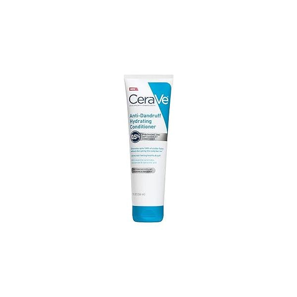 CeraVe Hydrating Anti Dandruff Conditioner, 0.5% Pyrithione Zinc Treatment With Ceramides, Hyaluronic Acid & Niacinamide, Helps Eliminate Flakes Reduce Itchy Scalp, Sulfate Free Conditioner