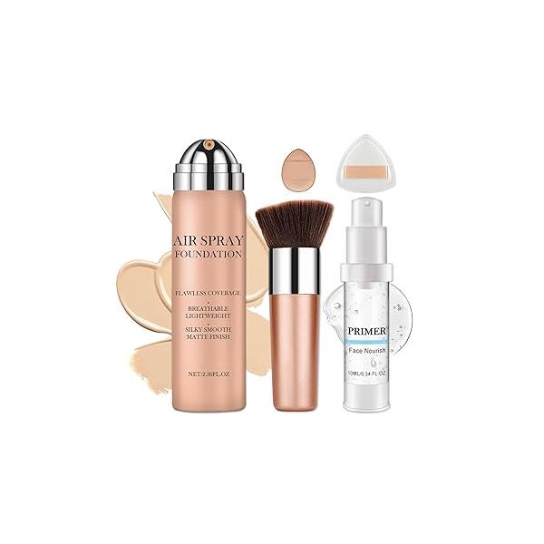 CAHIUYOA AirBrush Spray Foundation Makeup Silky Full Coverage Airbrush Flawless for Mature Skin,Long Lasting Natural Matte Finish Air Brush - 01 Natural/Warm Porcelain