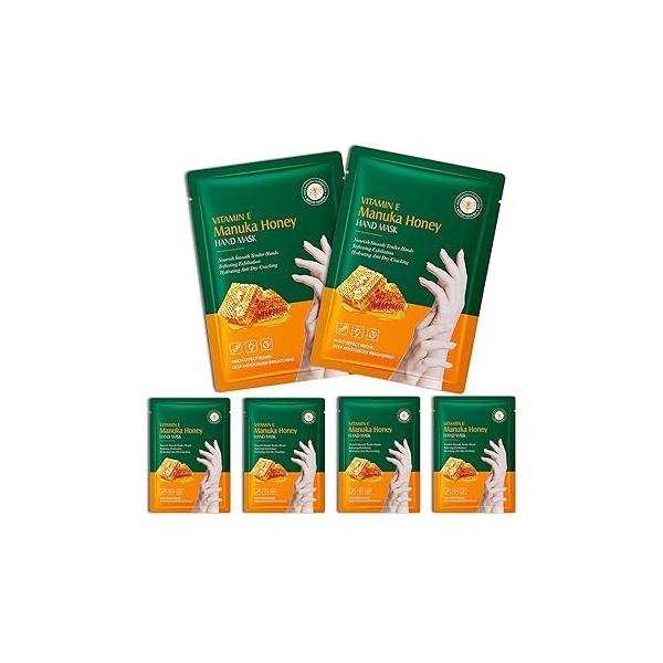 Hand Masks, 6 Pairs Hydrating Exfoliating Peeling Mask, Smooth Masks Moisturizing Gloves Overnight for Dry, Rough, Cracked Hands, Skin Moisturizer Glove Women Men（A