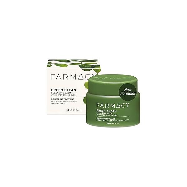 Farmacy Makeup Remover Cleansing Balm - Green Clean Waterproof + Oil Based Cleanser Newly Formulated Double with Plant Waxes Upcycled Moringa (30ml)
