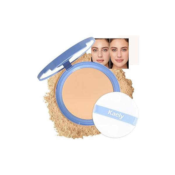evpct Oil Control Pressed Face Powder Compact for Women, Translucent Setting Makeup Foundation Waterproof Long Lasting Lightweight, polvo compacto de maquillaje, 02 Natural Beige