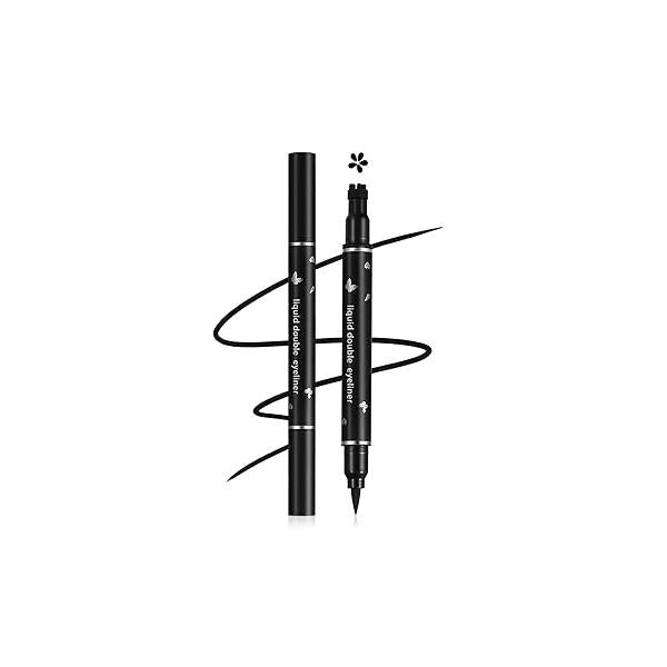 5PCS Liquid Winged Eyeliner Stamp Pen Set - Double-headed Black Eye Liner Pencil Long-lasting Waterproof for Makeup Star, Heart, Flower, Butterfly, Triangle