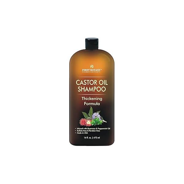 Castor Oil Shampoo - An Anti Hair Loss Thickening formula For Regrowth, Thinning Sulfate Free Men & Women Dandruff Treatment 16 fl oz